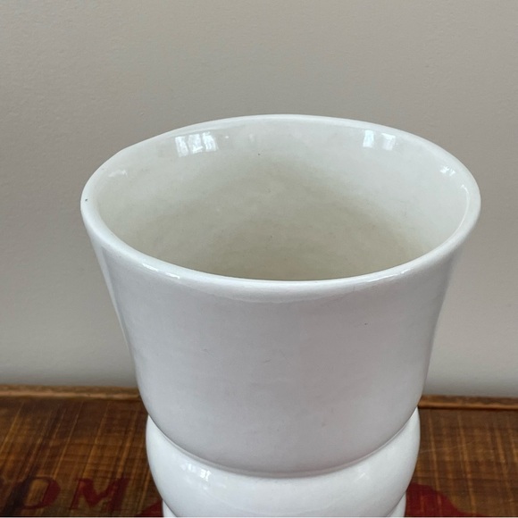 Vintage Haeger Pottery Vase Banded Ringed Cinched Cream Matte❤️ - Picture 4 of 9